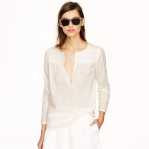 J CREW Embroidered Button Tunic Top 0/2 NWT IVORY